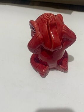Red Ceramic Frog Figurine